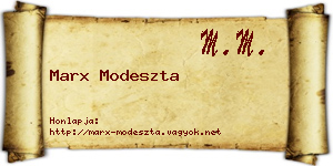 Marx Modeszta névjegykártya